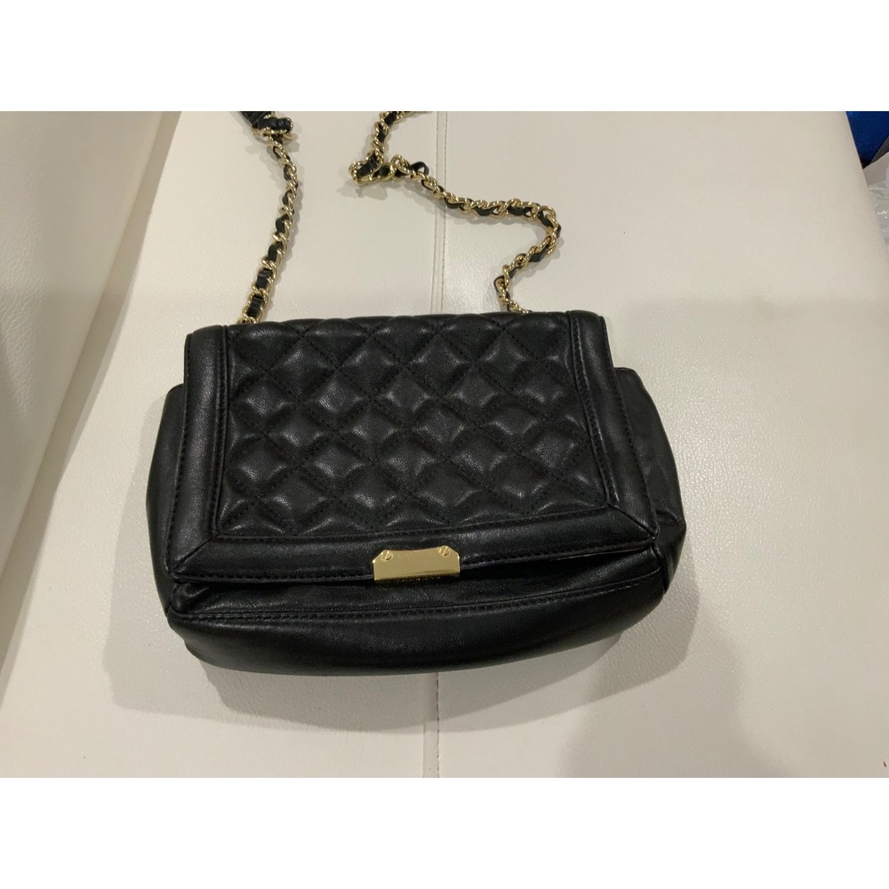 Talbots Black Quilted Chain‎ Shoulder Crossbody Bag Gold Lock Flap